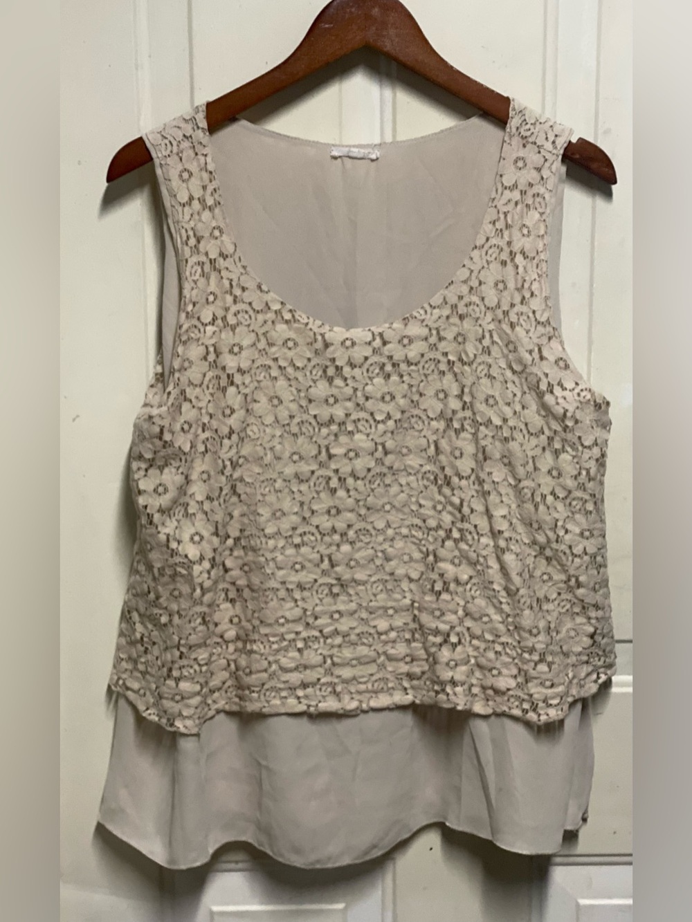Cream Lace Peplum Blouse – Feminine Layered Top